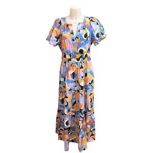 Anthropologie Colorful Abstract Maxi Dress